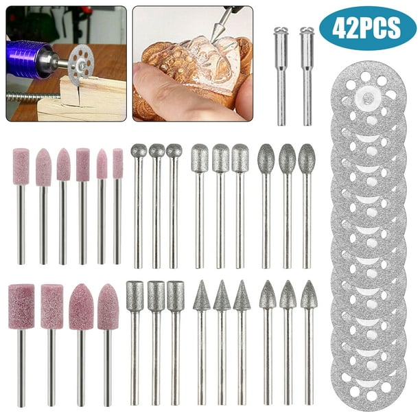30 Pieces Rotary Grinding Burrs Drill Bits Set Diamond Ceramic Wool Rubber Burr Mix Set with 1/8 Inch Shank Stone Carving Accessories Bit Universal Fitment for Rotary Tools 